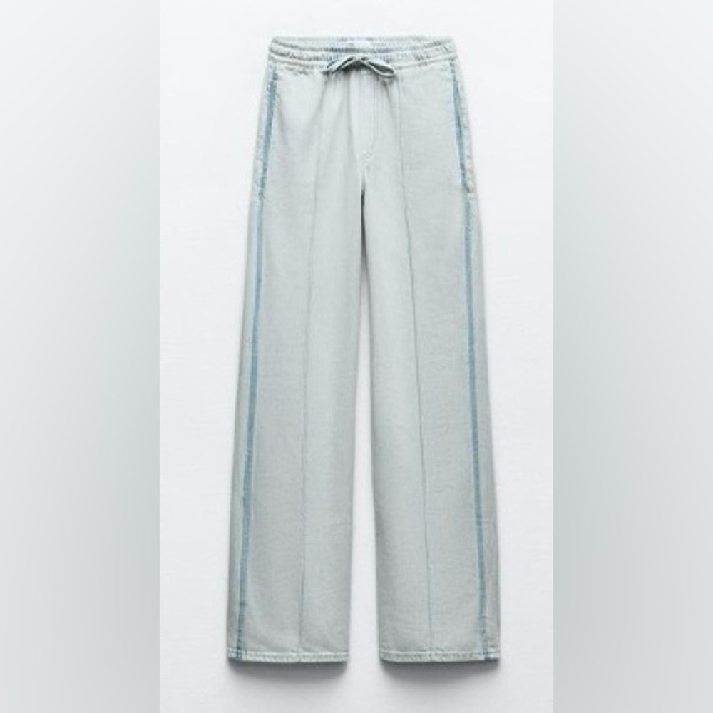 NWT Zara Denim TENCEL™ Drawstring Wide Leg Pant